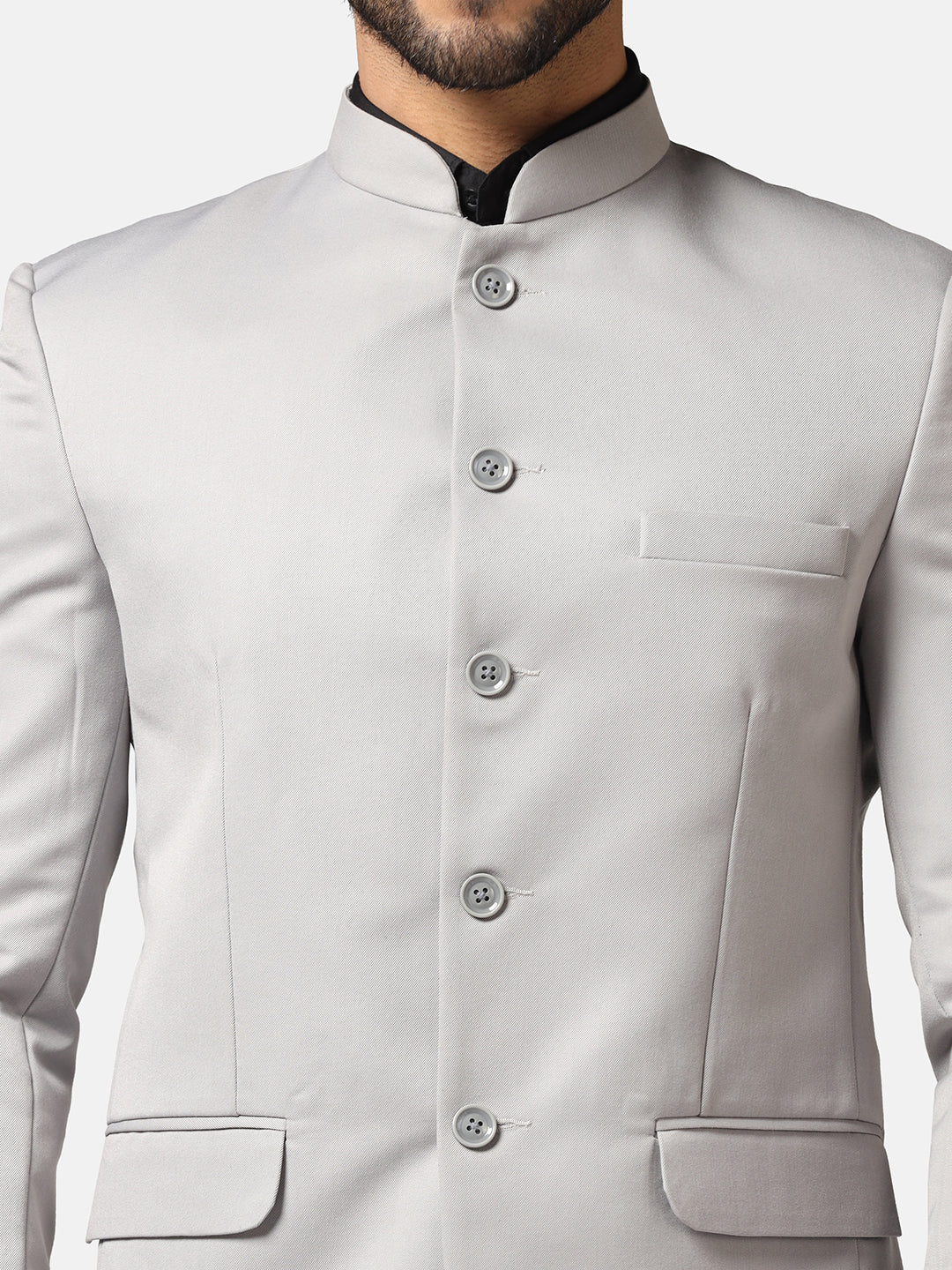 Men Light Grey Bandhgala Blazer - Tahvo India