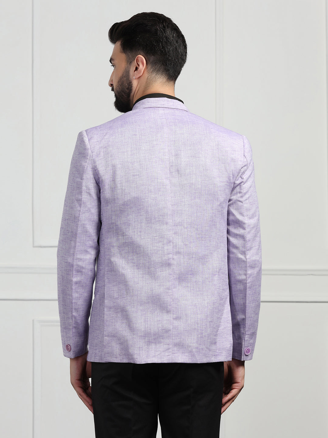 Men Linen Purple Blazer - Tahvo India
