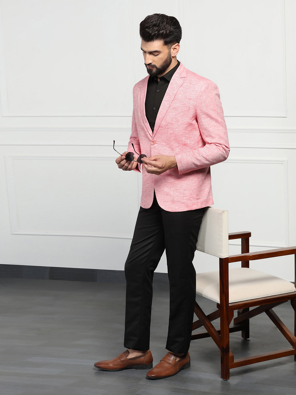 Buy Men Linen Pink Blazer Stylish Lightweight Tahvo India
