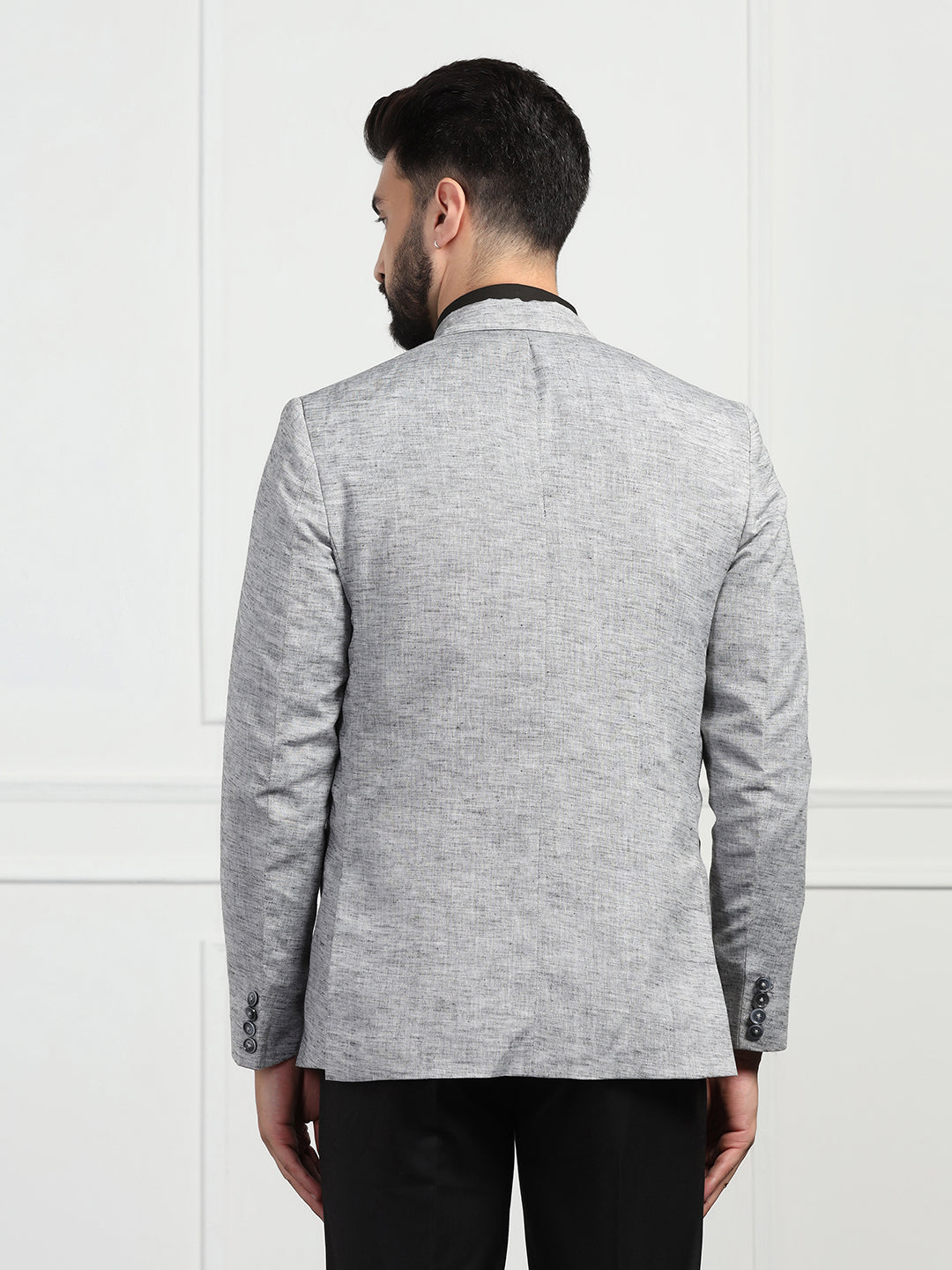 Men Linen Grey Blazer - Tahvo India