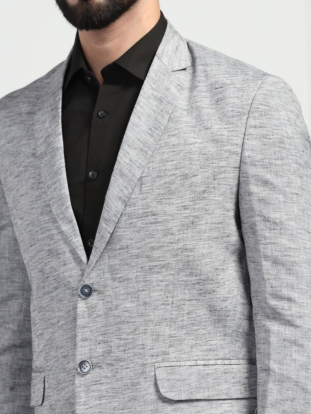 Men Linen Grey Blazer - Tahvo India
