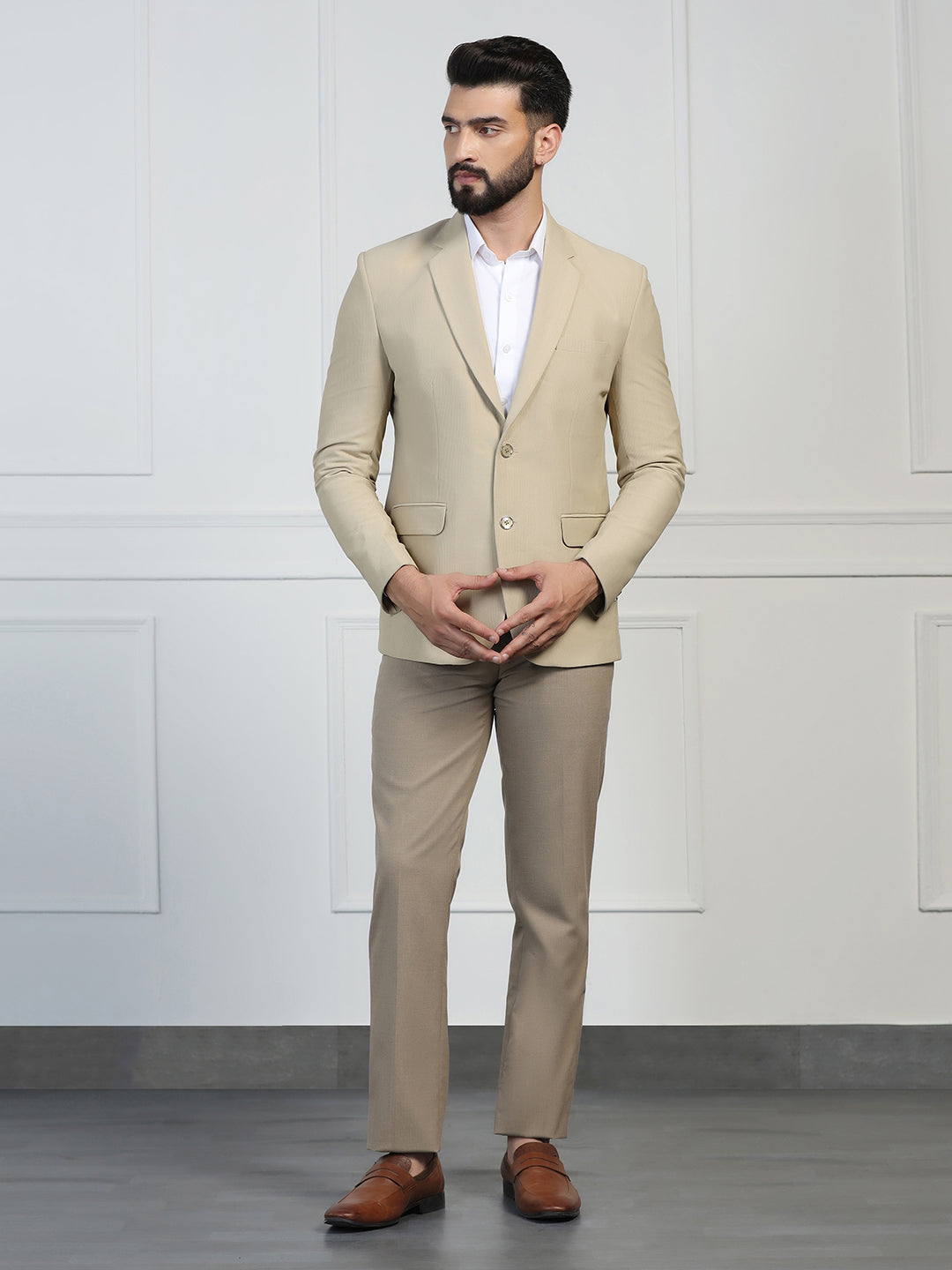 Men Corduroy Beige Blazer - Tahvo India