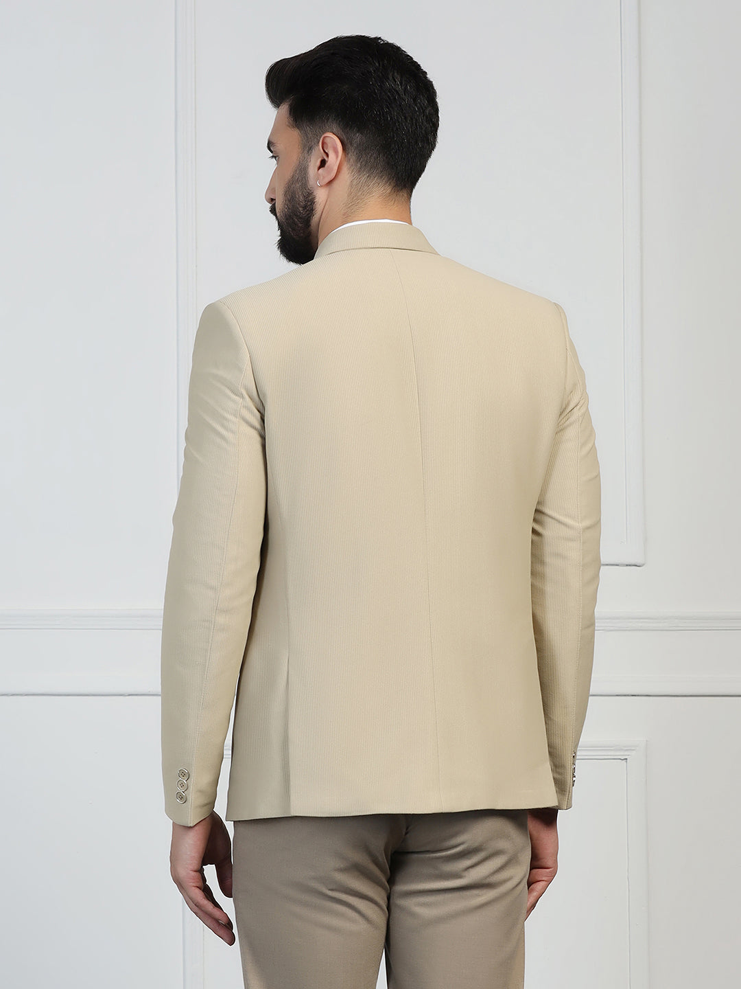 Men Corduroy Beige Blazer - Tahvo India