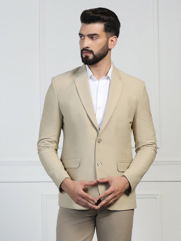 Men Corduroy Beige Blazer