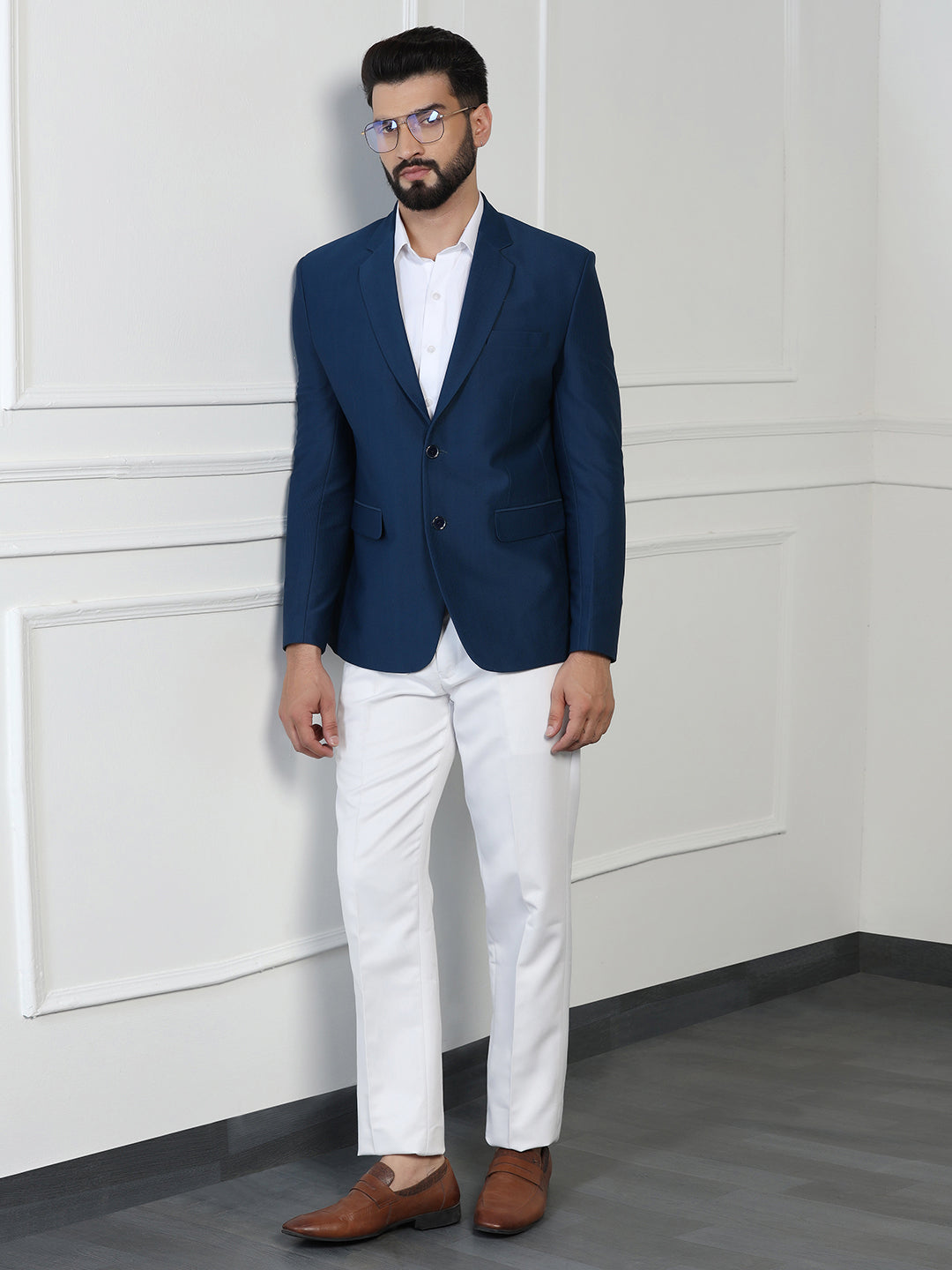 Men Corduroy Blue Blazer - Tahvo India