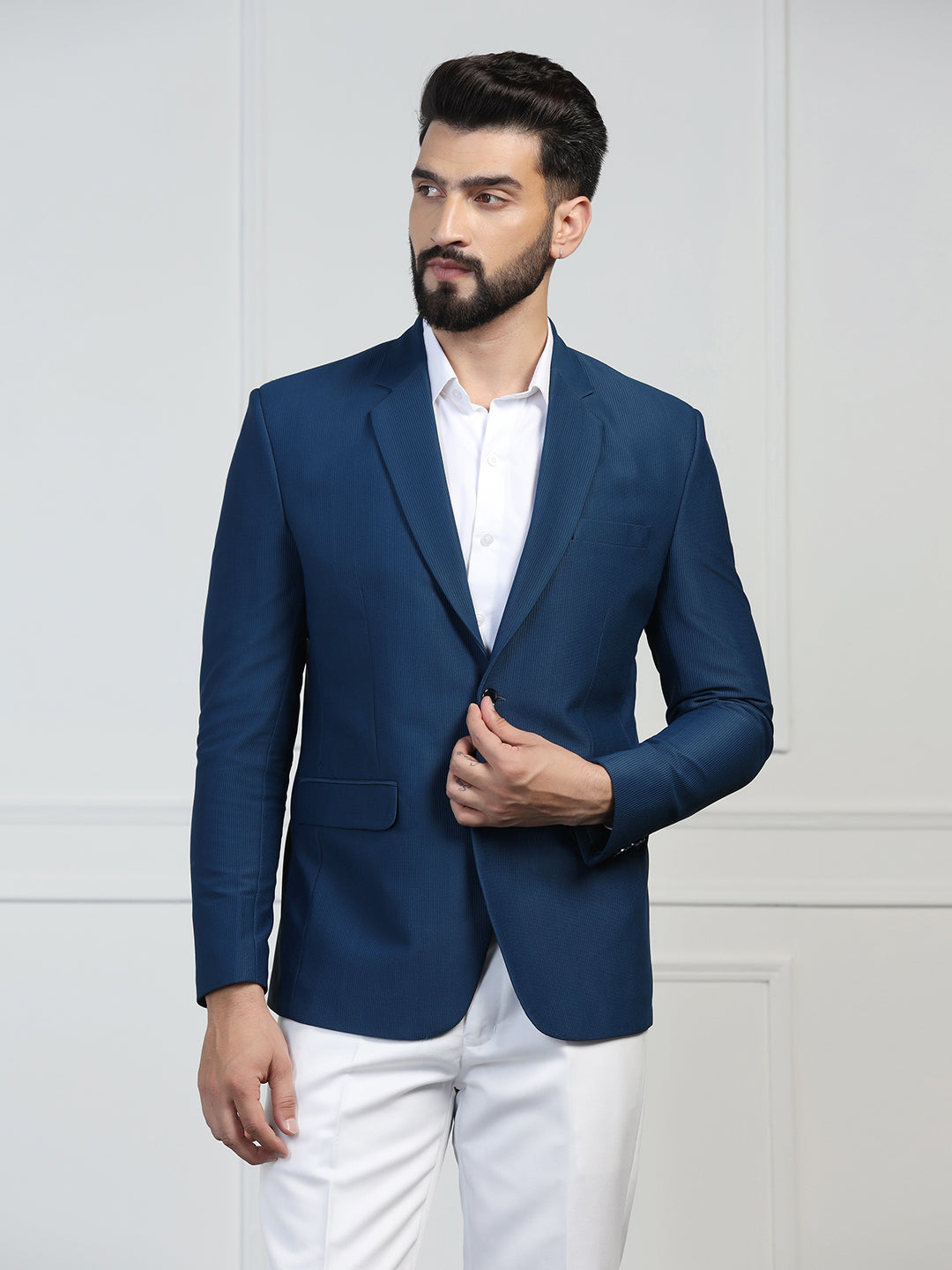 Men Corduroy Blue Blazer - Tahvo India