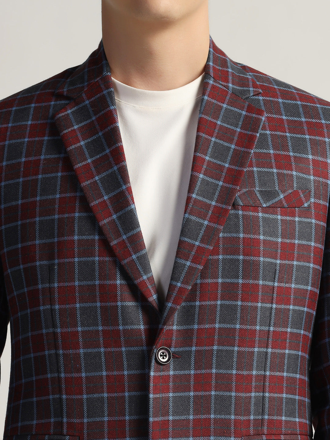 Men's Red Checked Tweed Blazer - Tahvo India