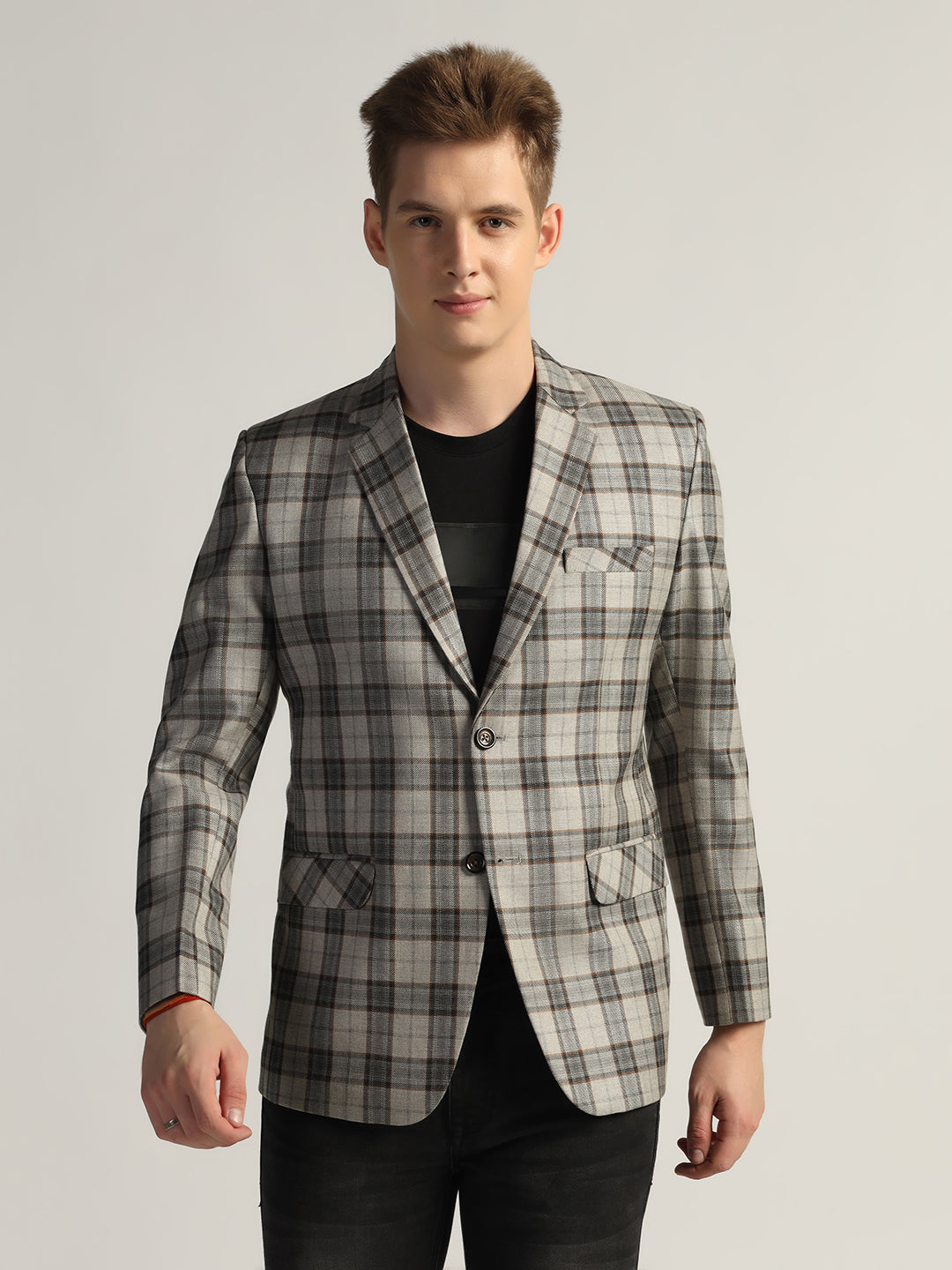 Men's Checked Tweed Blazer - Tahvo India