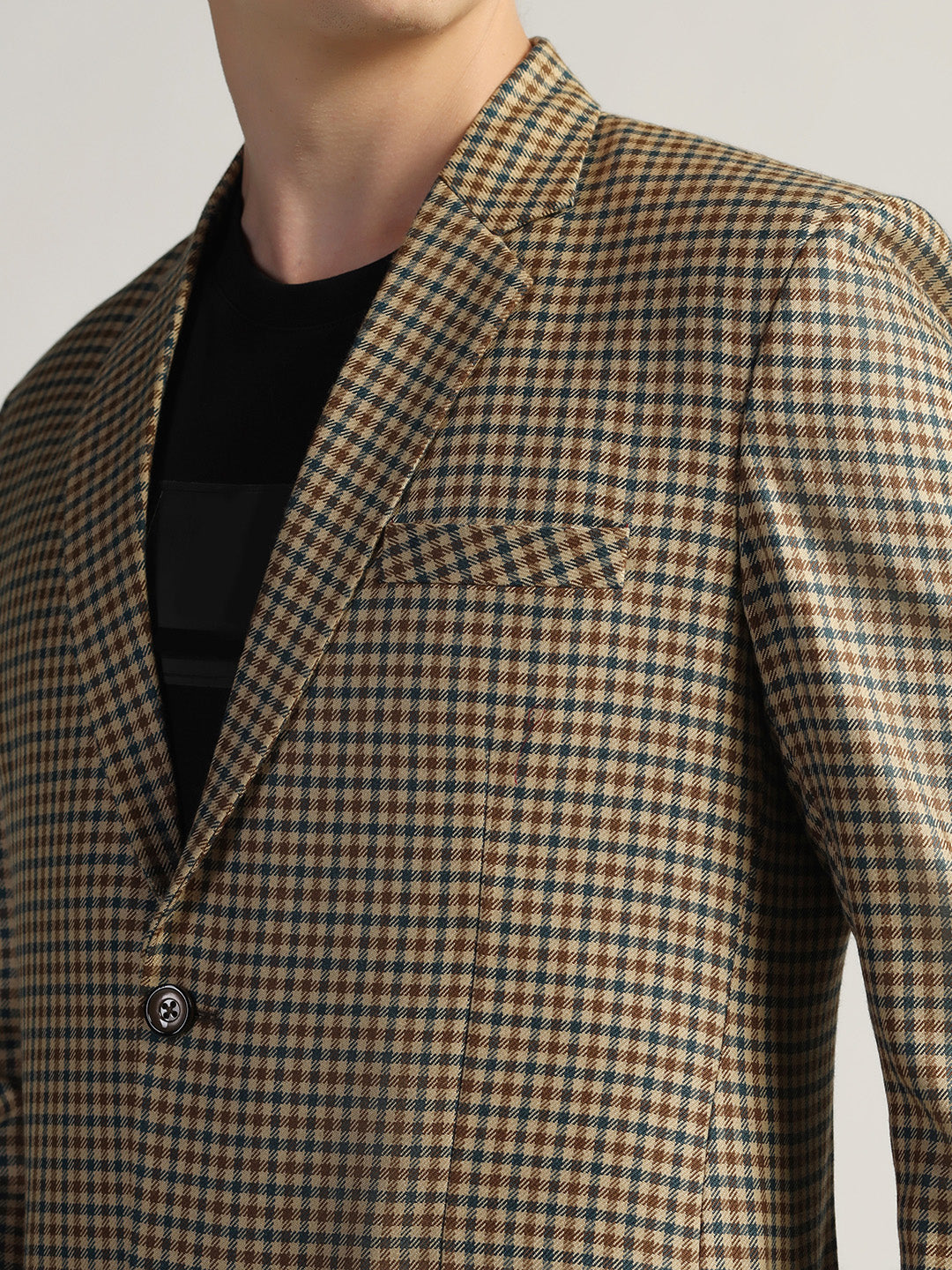 Brown Men's Checked Tweed Blazer - Tahvo India