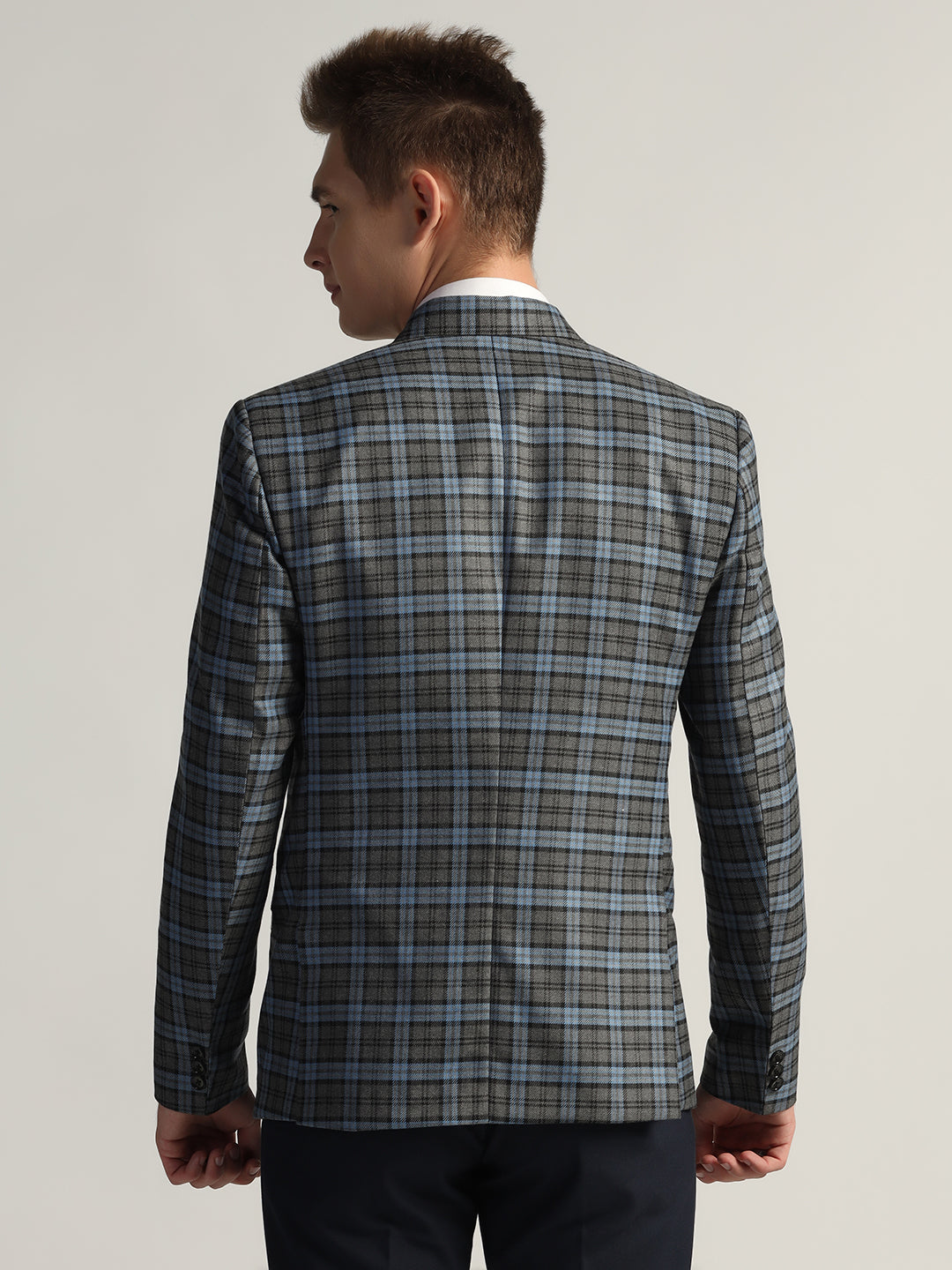 Men's Blue Checked Tweed Blazer - Tahvo India