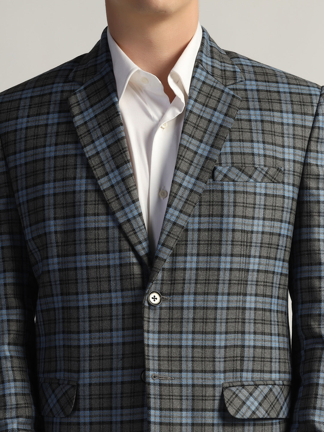 Men's Blue Checked Tweed Blazer - Tahvo India