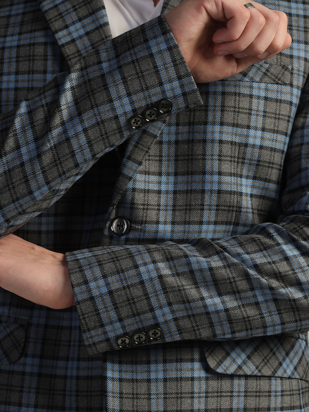Men's Blue Checked Tweed Blazer - Tahvo India