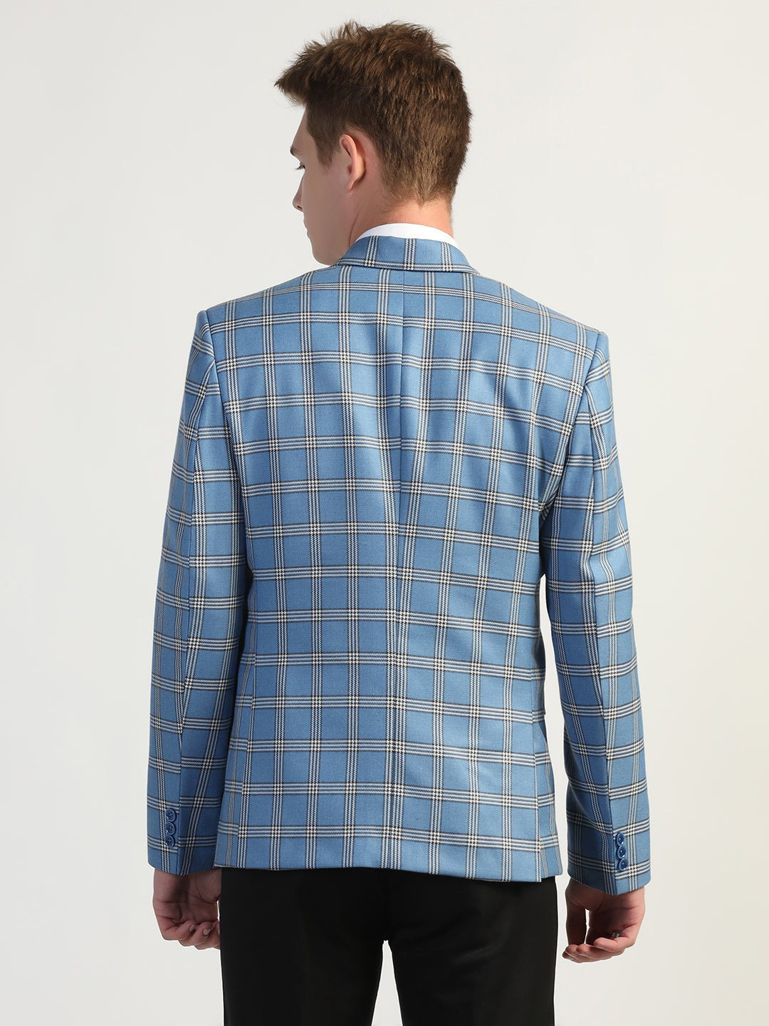 Blue Checked Tweed Blazer - Tahvo India