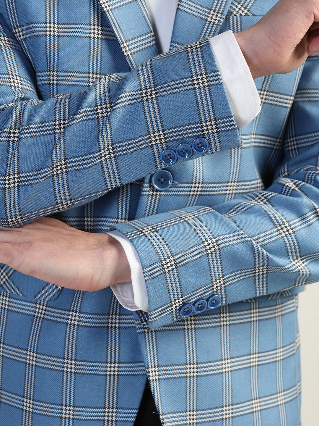 Blue Checked Tweed Blazer - Tahvo India