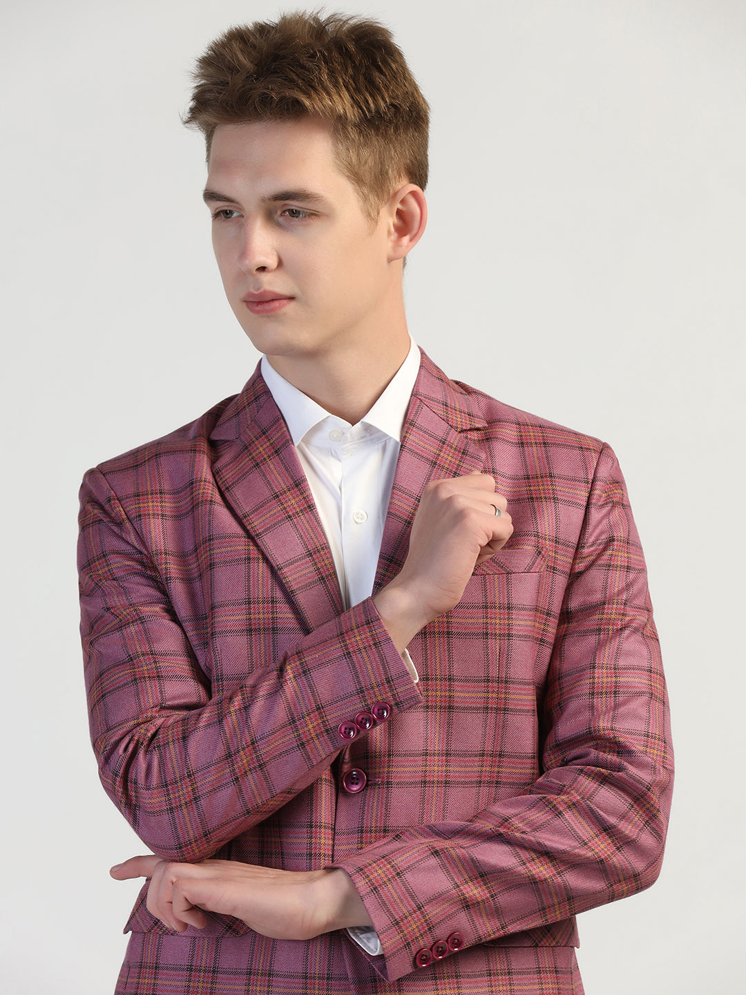 Purple Checked Blazer for Men - Tahvo India