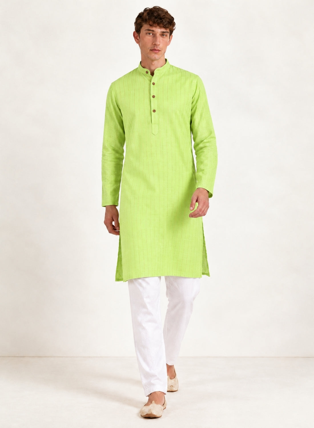 Men Green stripes Kurta