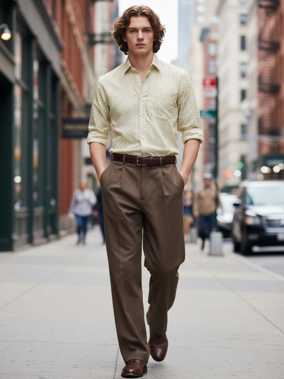 Men Casual Cream Shirt
