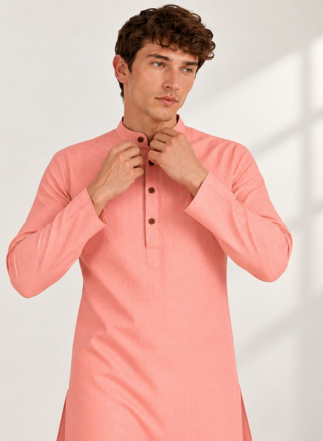 Men Peach Kurta Set