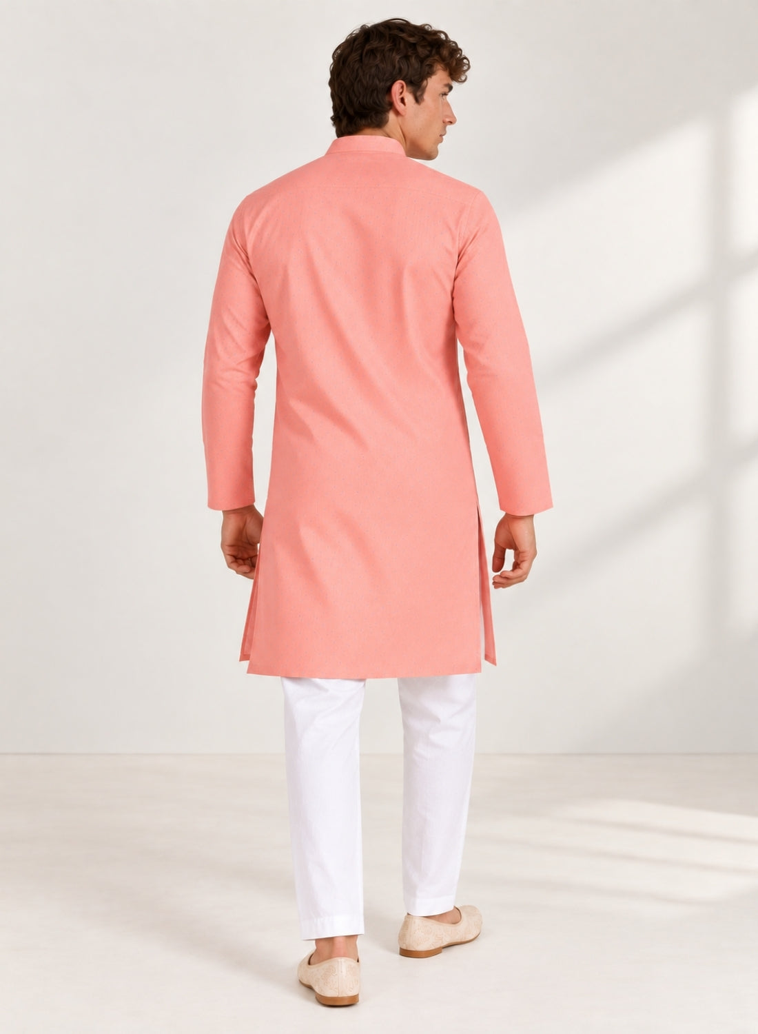 Men Peach Kurta Set