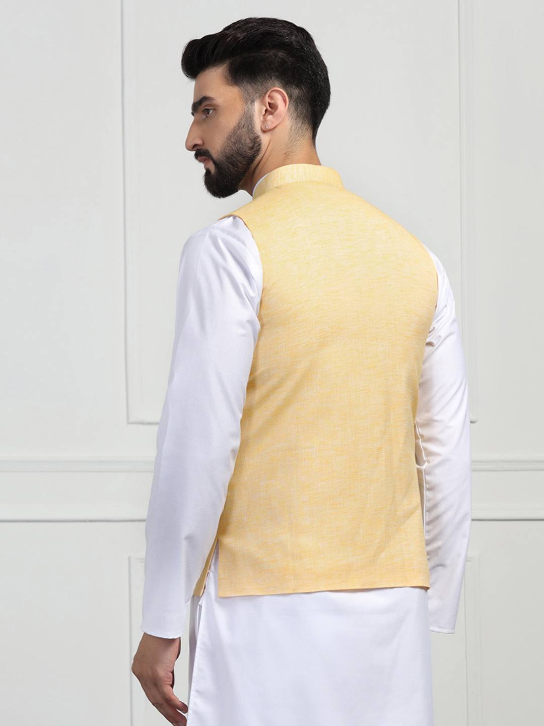 Men Yellow Linen Modi Jacket