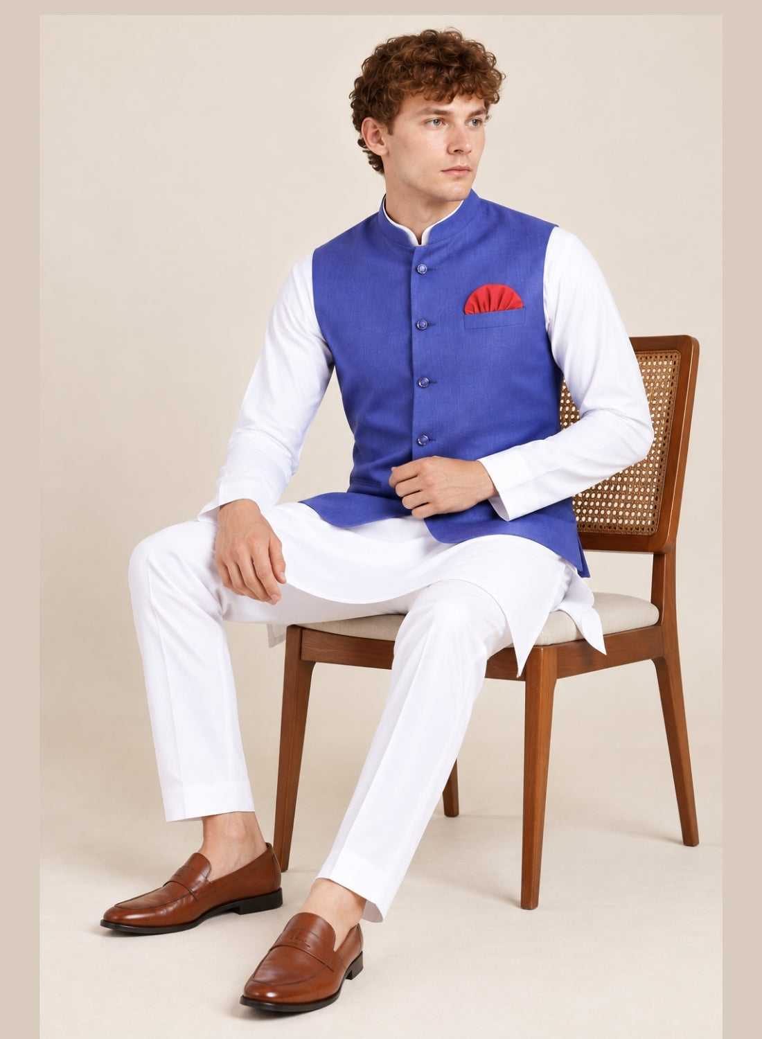 Men Purple 5 Button Nehru Jacket