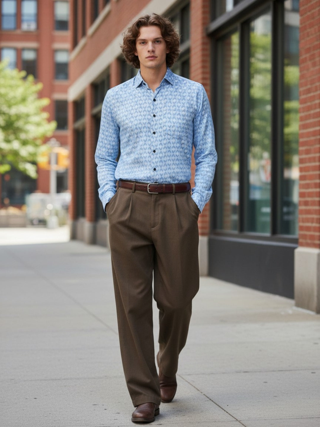 Men Ink Blue Printed Shirt
