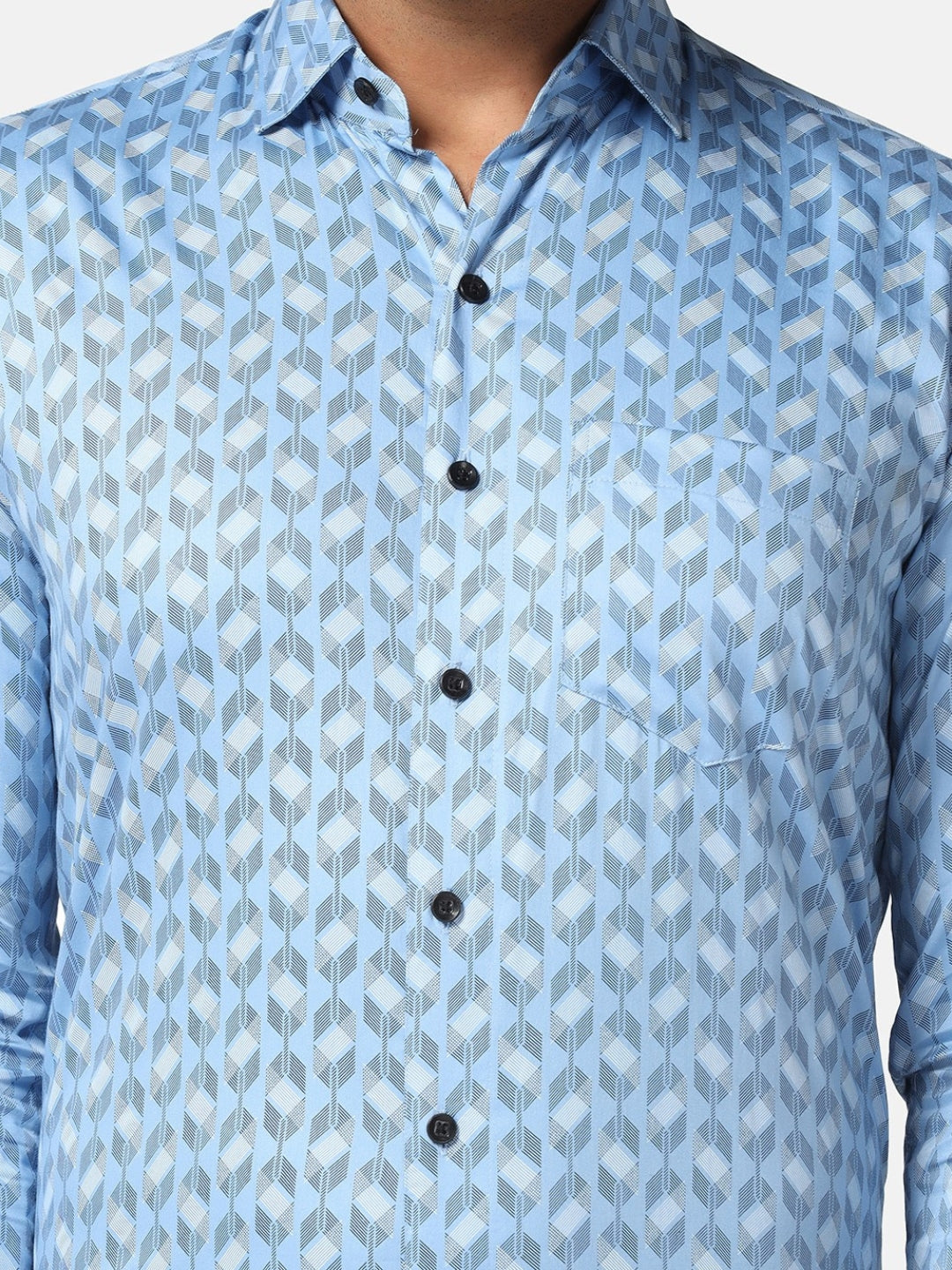 Men Ink Blue Printed Shirt