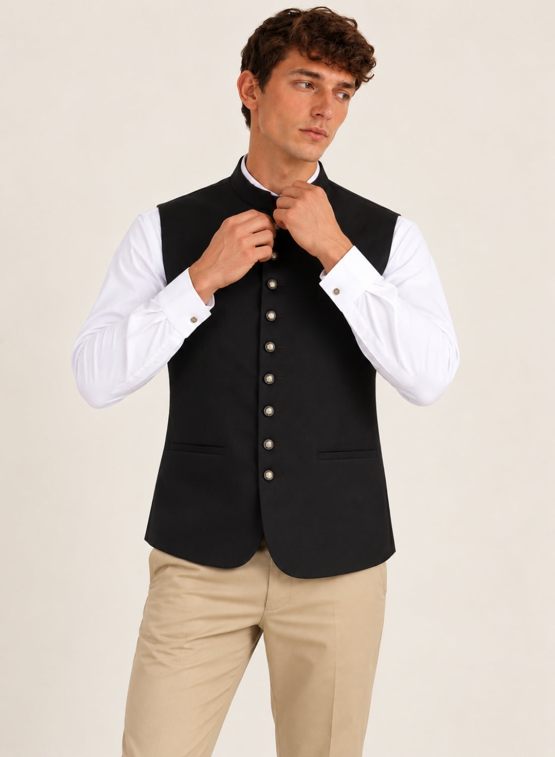 Men Black Solid Nehru Jacket