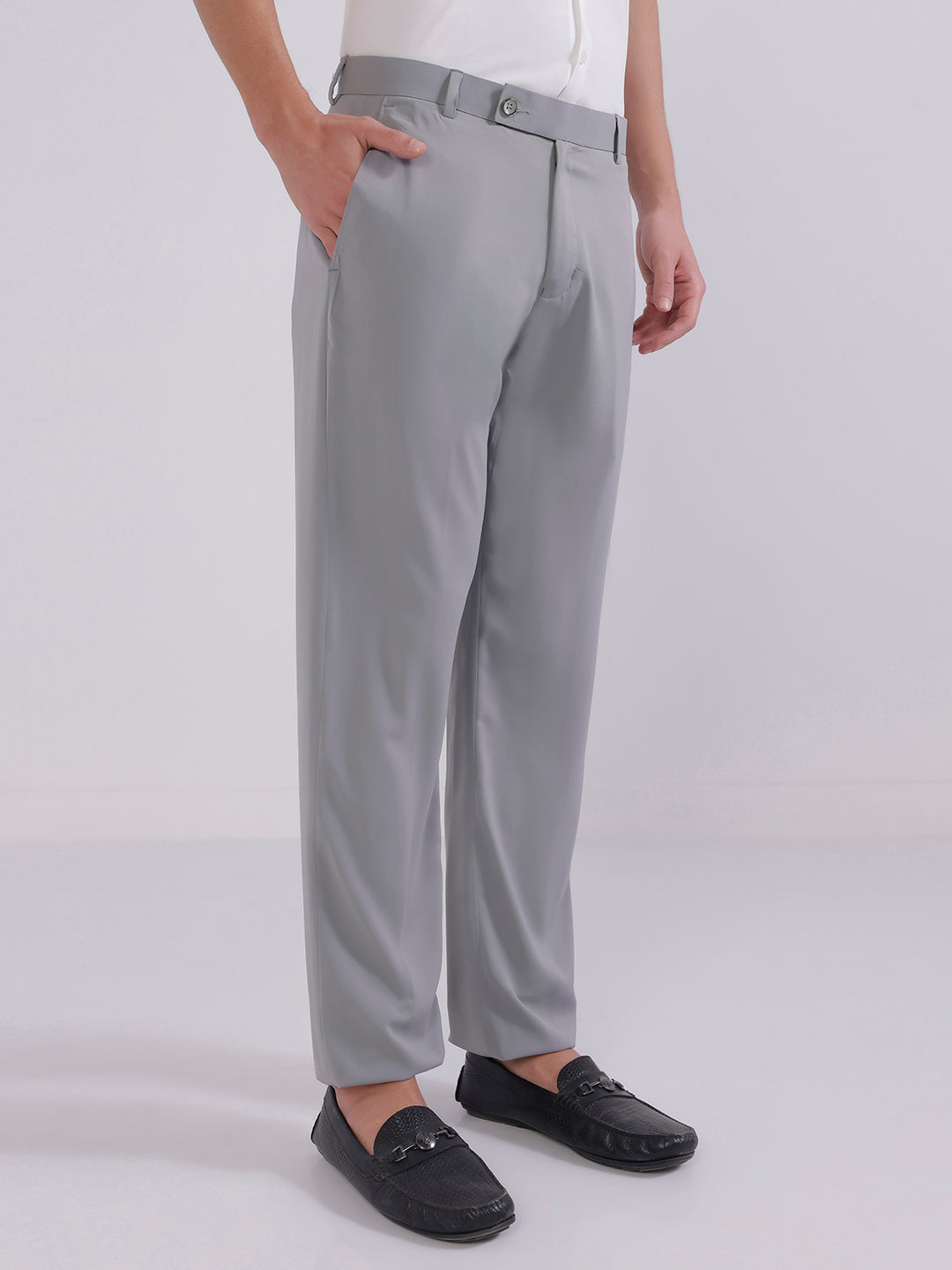 Men Grey wide leg trousers