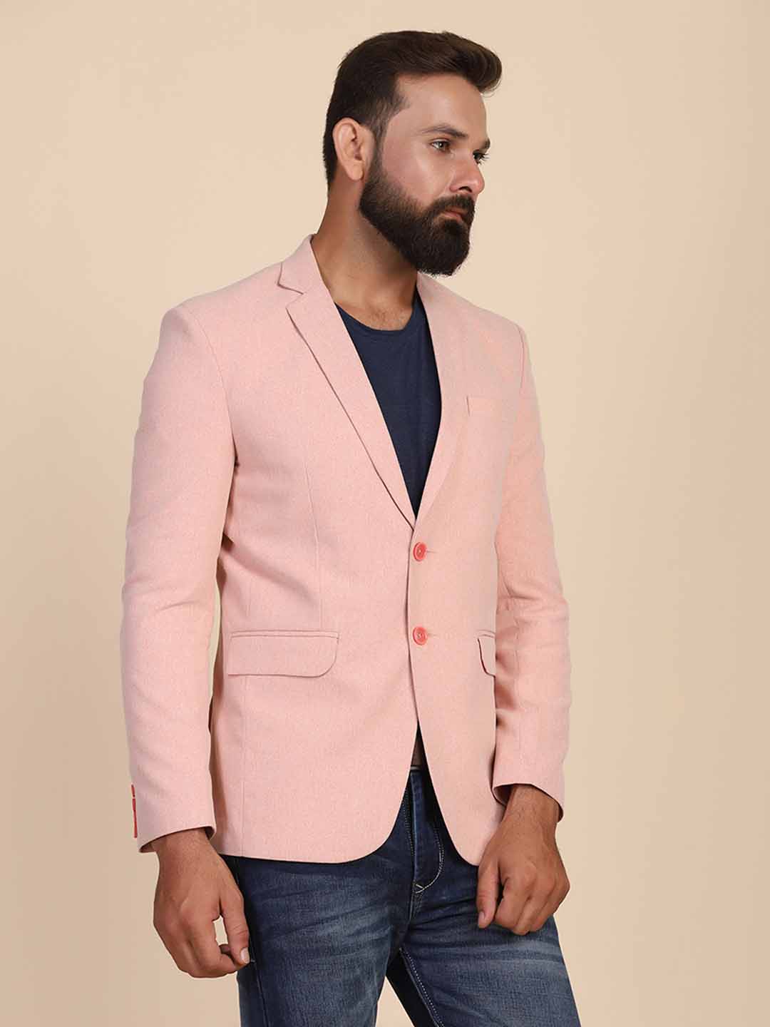 Men Suede Peach Blazer - Tahvo India