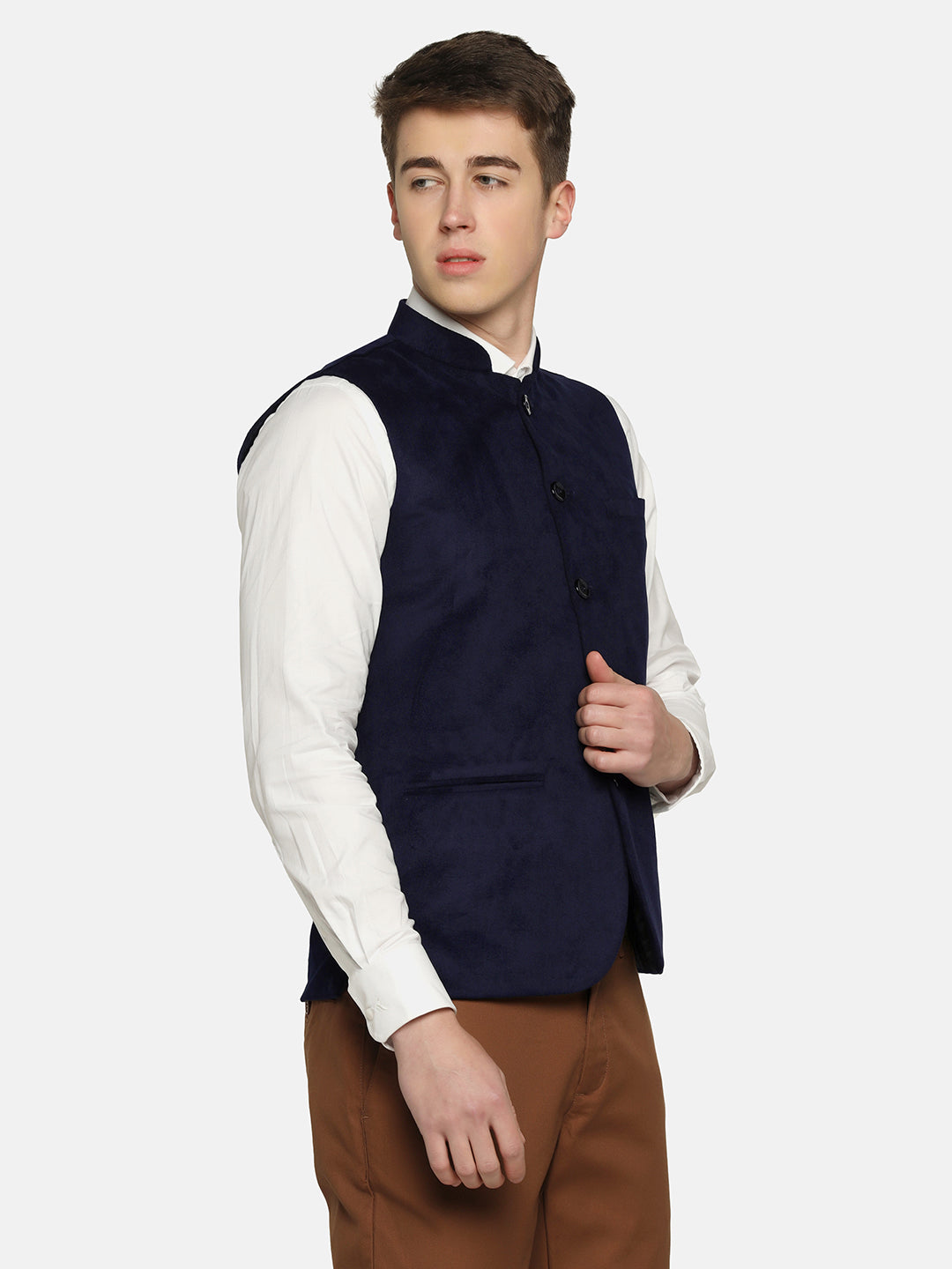 Men Blue Velvet Nehru Jacket