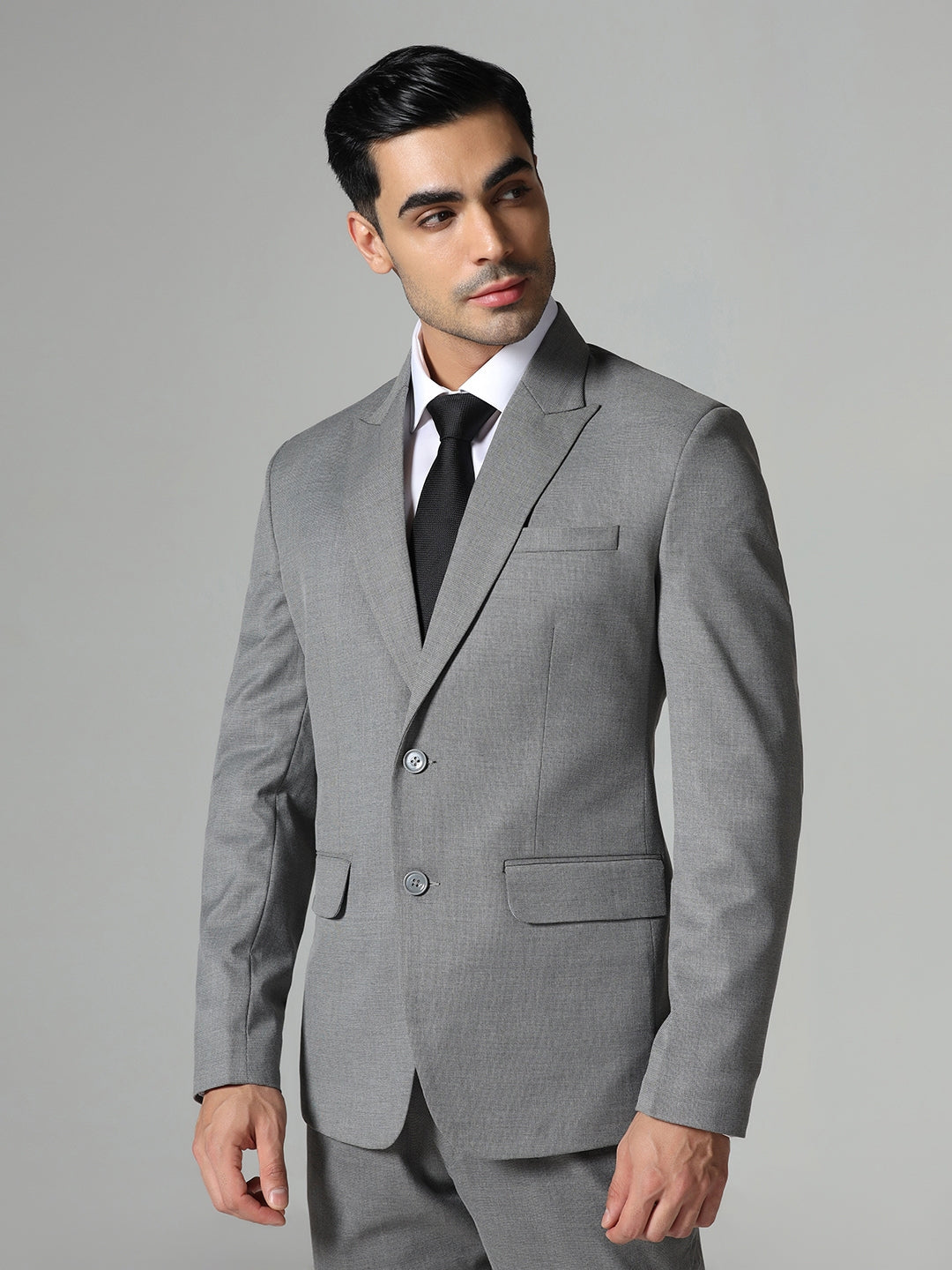 Dark Grey Men Notch Lapel Suit