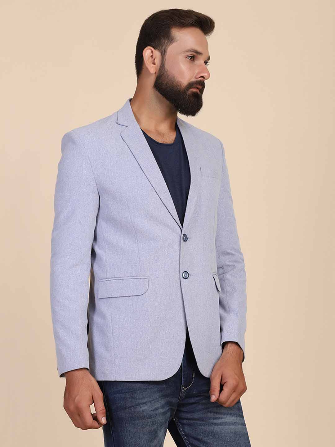Men Suede Blue Blazer - Tahvo India