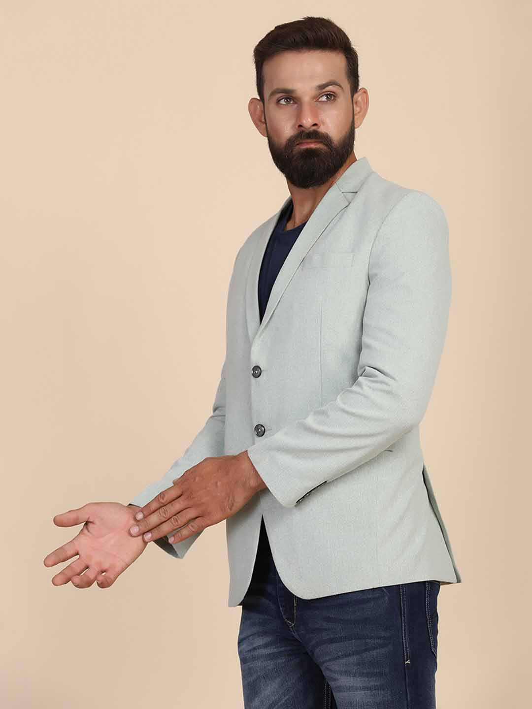 Men Suede Green Blazer