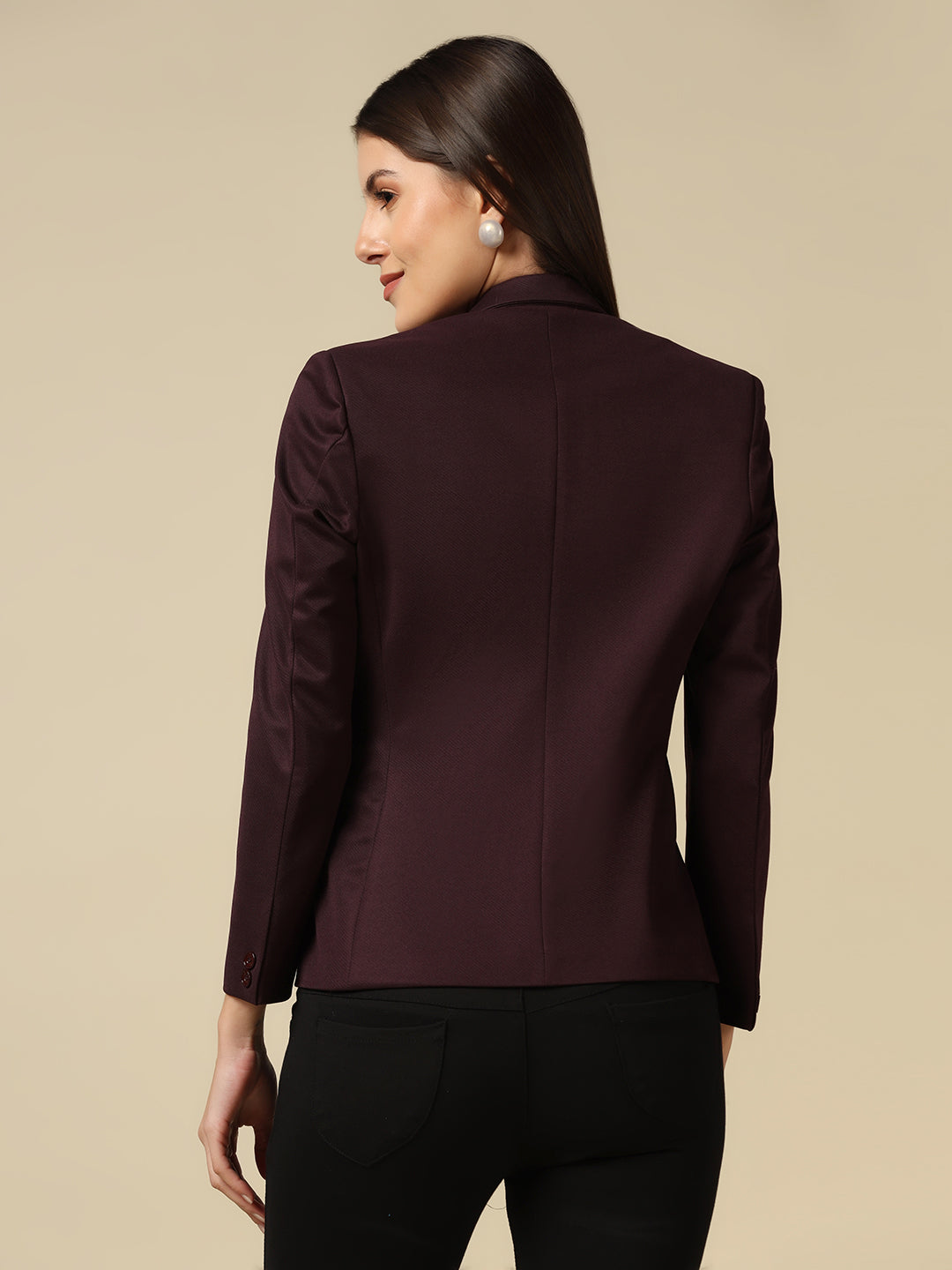 Women Maroon Single Breasted Blazer - Tahvo India