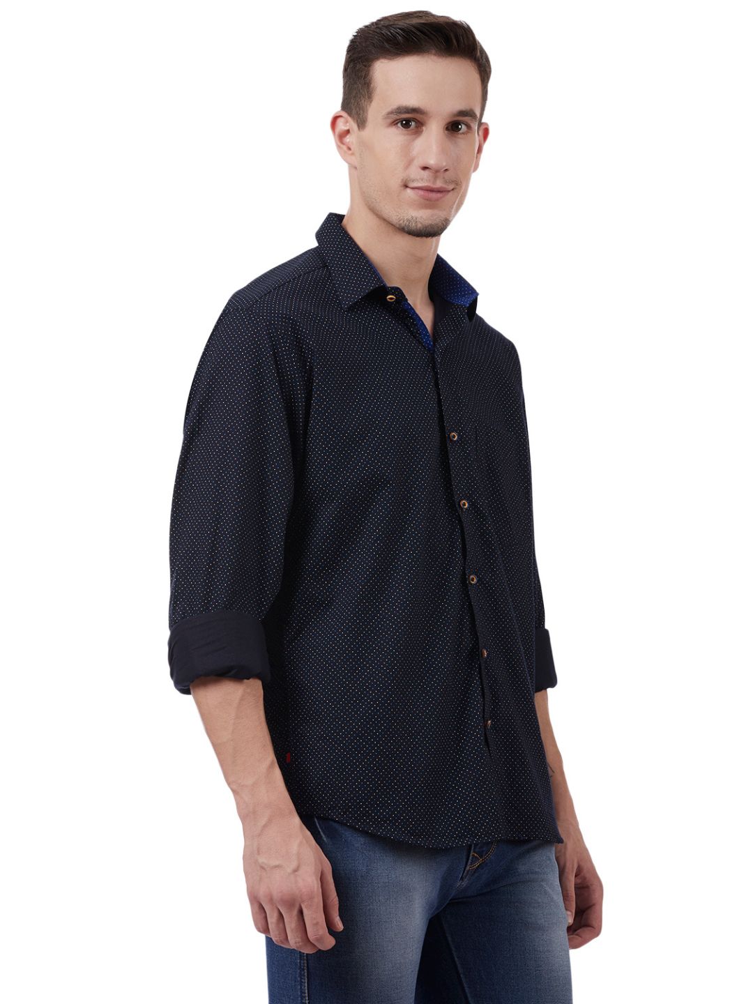 Men Dark Blue Printed Shirt