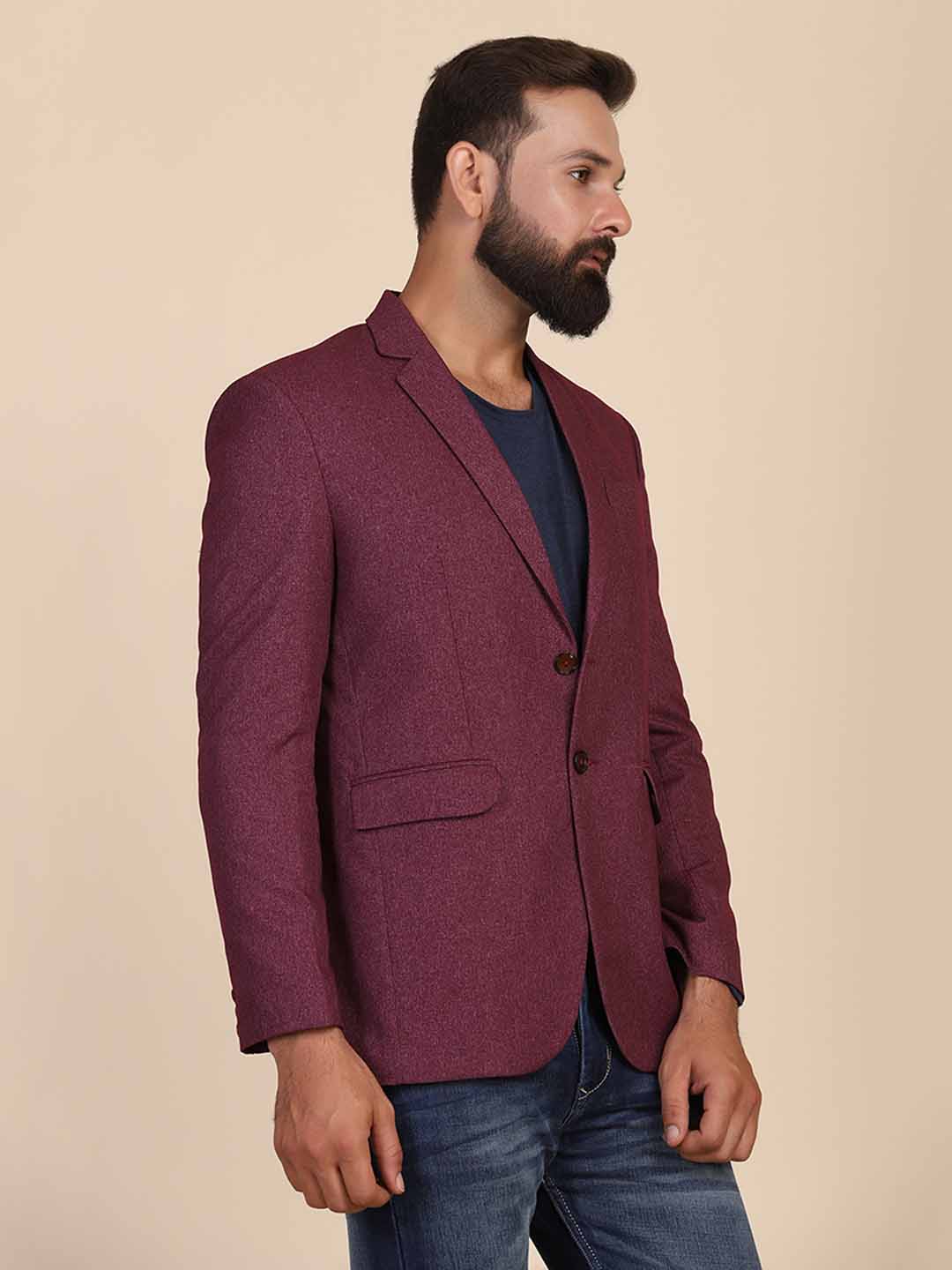 Men Suede Maroon Blazer - Tahvo India