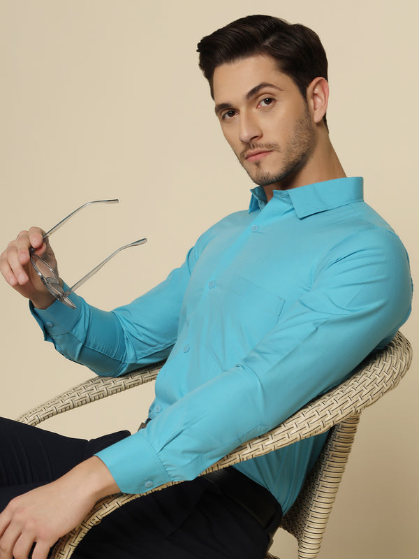Men Blue Solid Shirt - Tahvo India