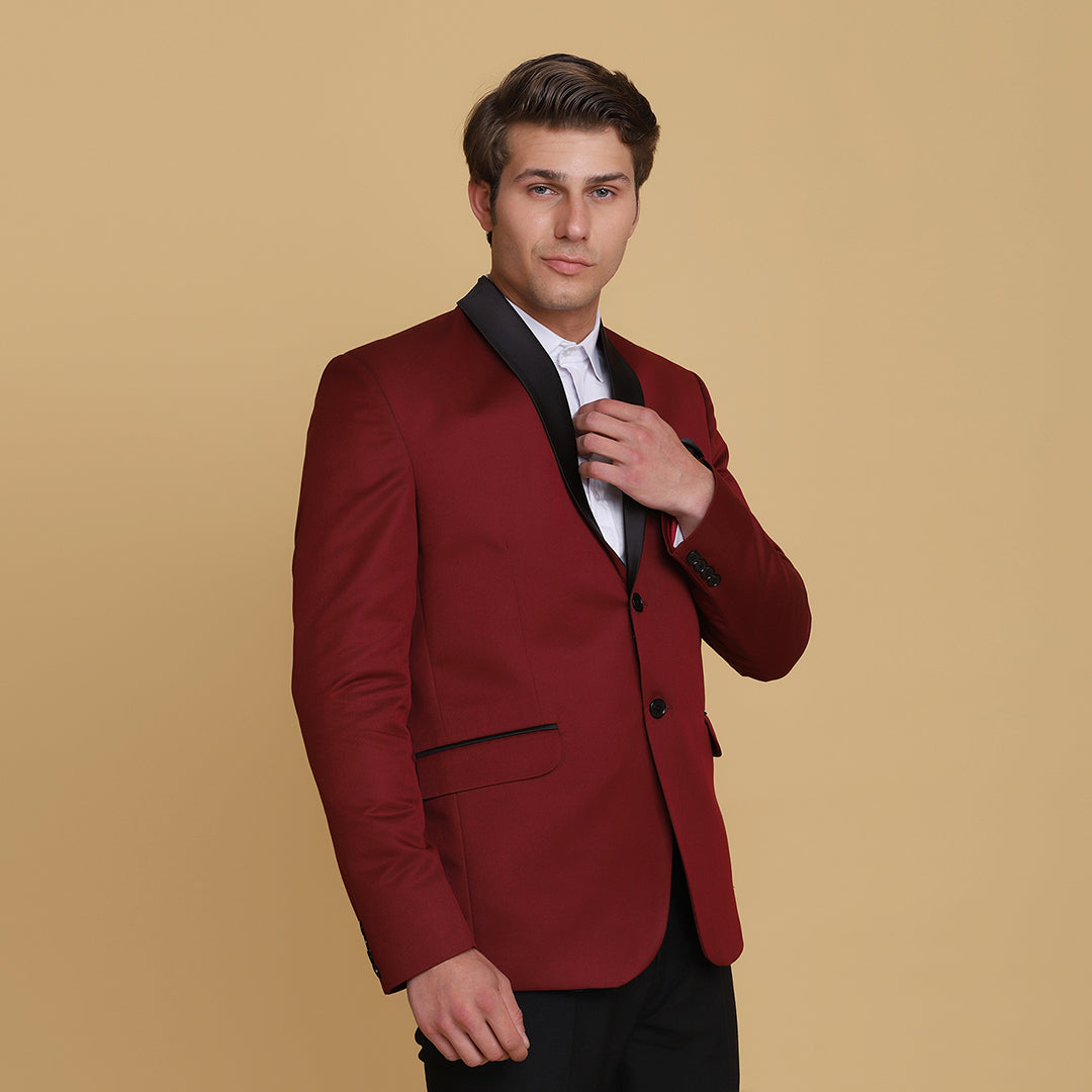 Men Maroon Tuxedo Blazer