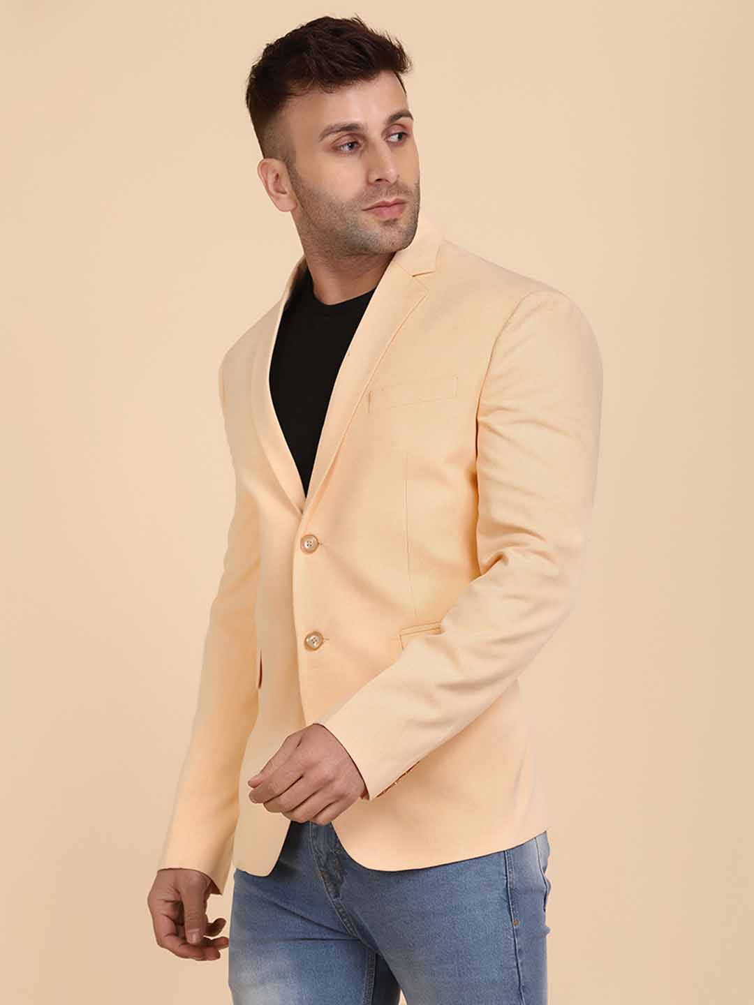Orange Solid Single Breasted Casual Blazer - Tahvo India