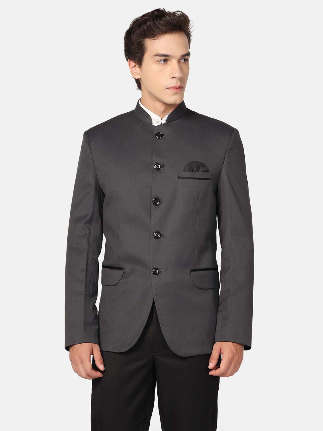 Grey Bandgala Blazer With Hanky