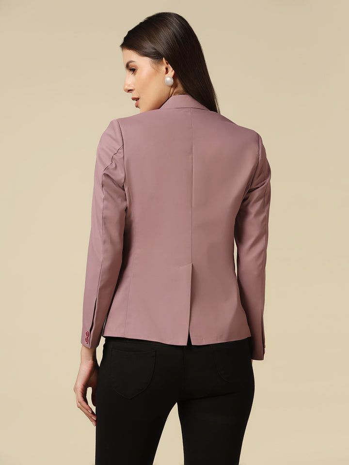 Women Pink Single Breasted Blazer - Tahvo India