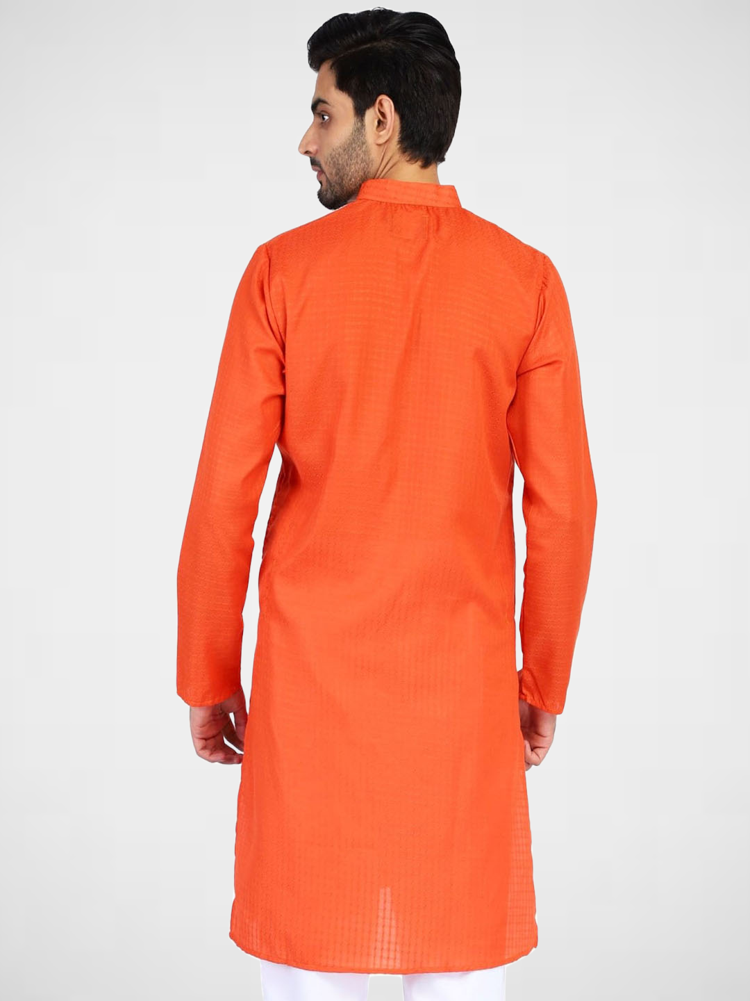 Men Orange Cotton Kurta - Tahvo India