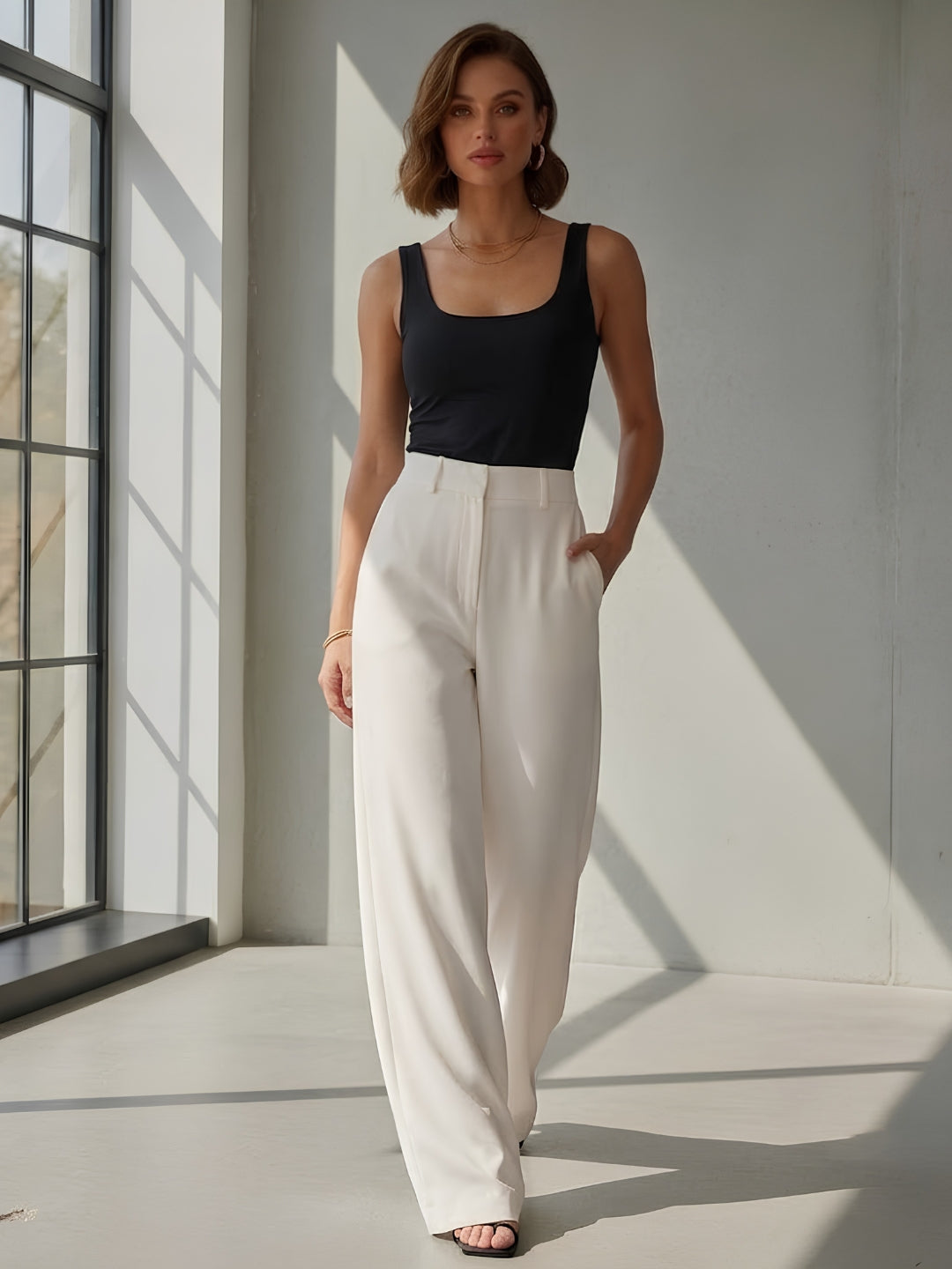 Women off-white trousers