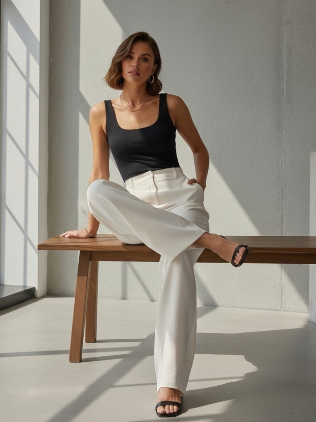 Women off-white trousers