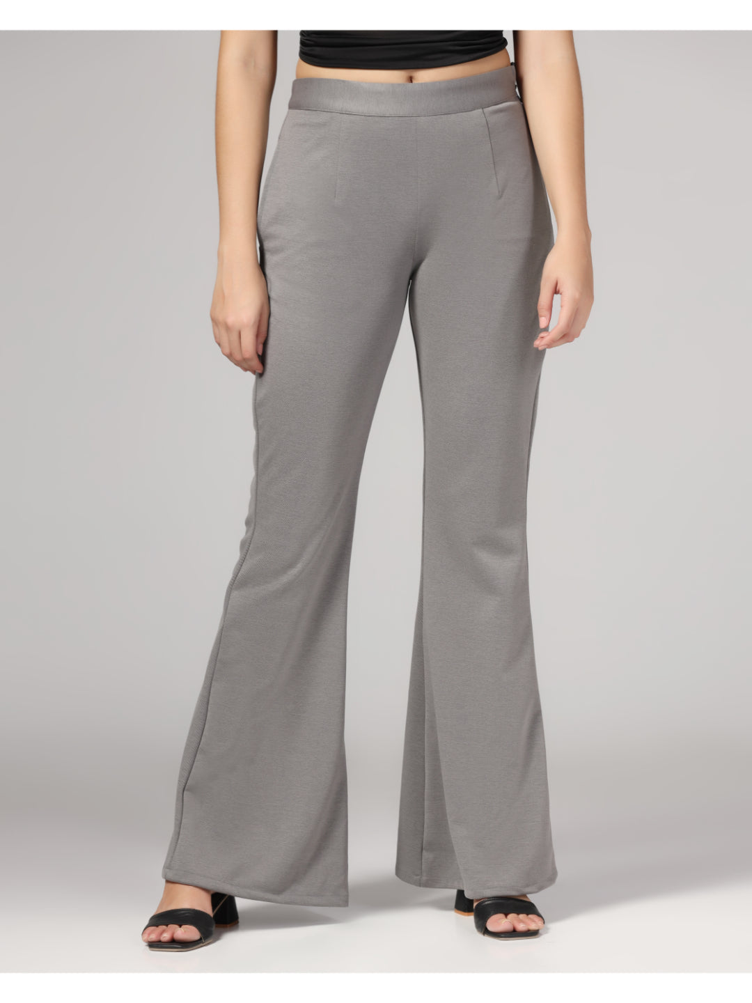 Grey Flared Women Trousers - Tahvo India