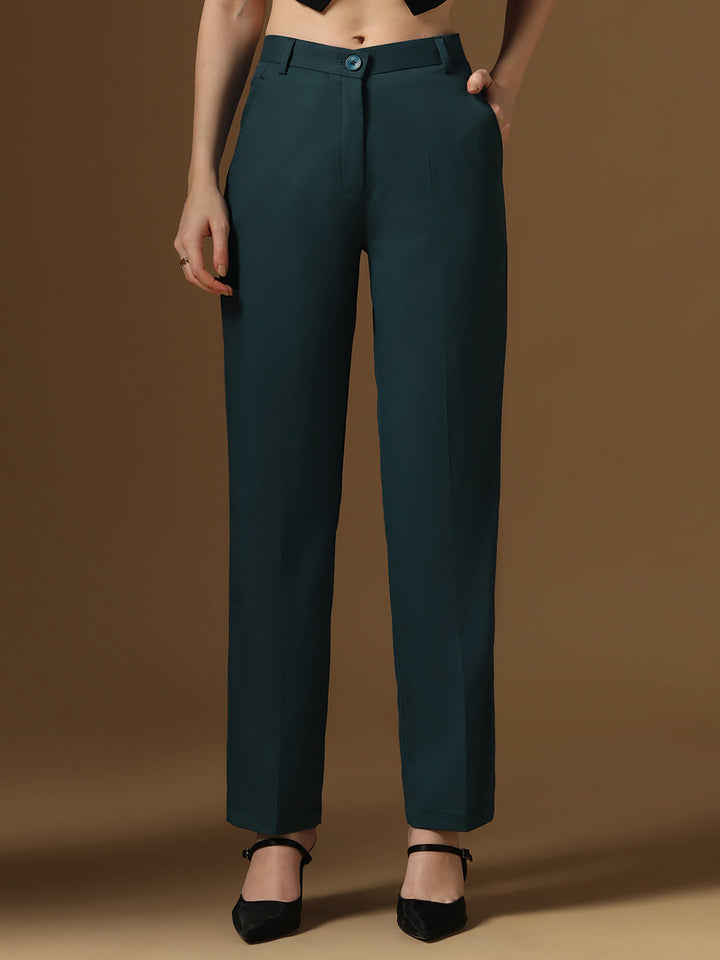 Turquoise Straight Fit Trousers - Tahvo India