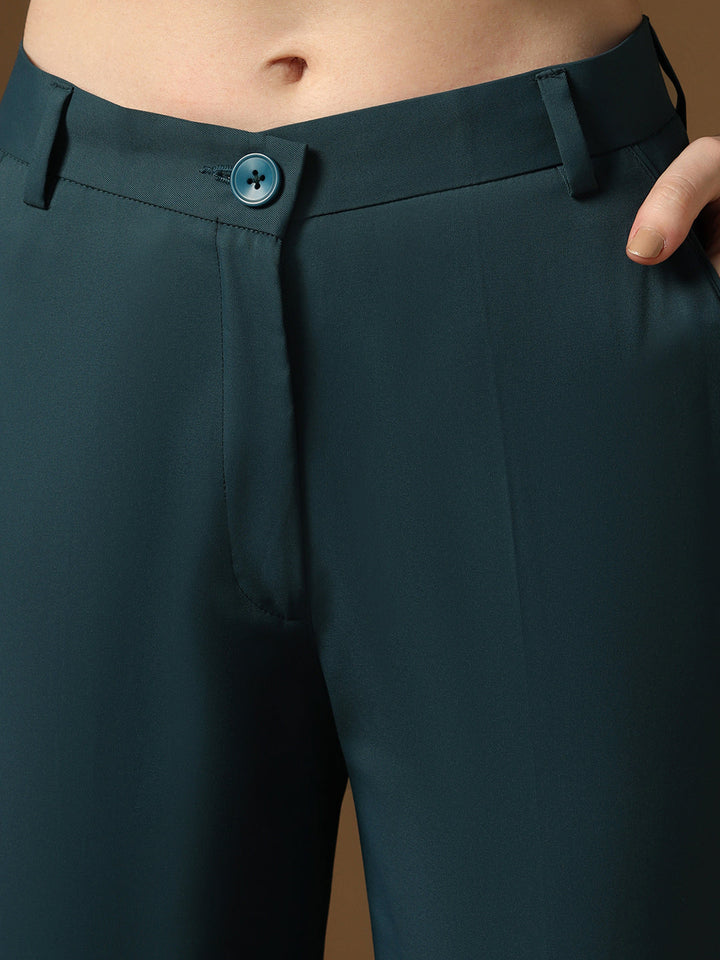 Turquoise Straight Fit Trousers - Tahvo India