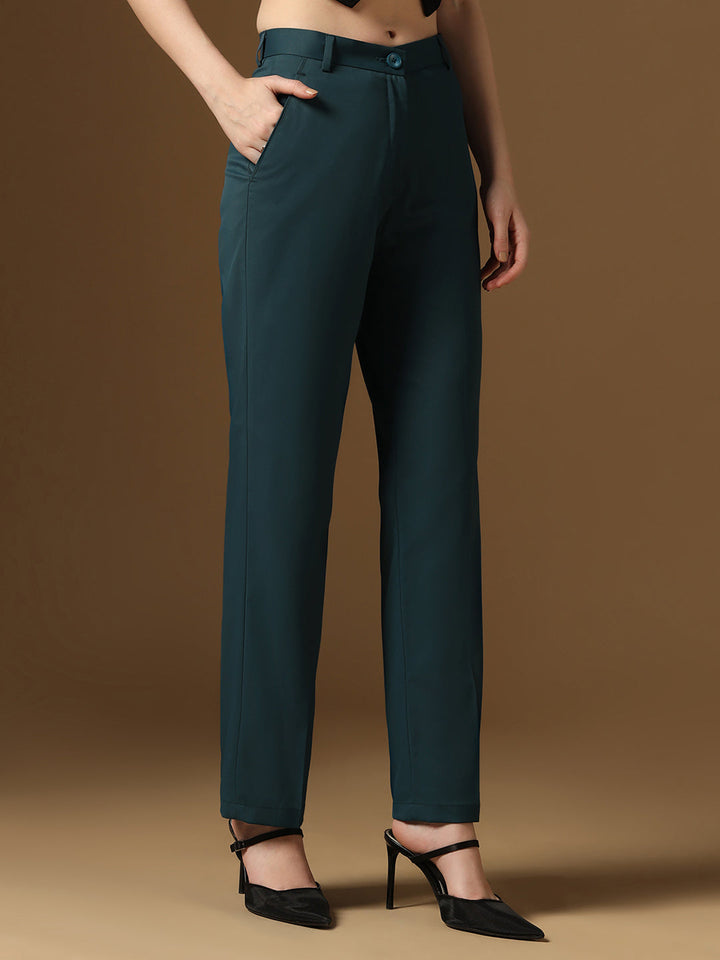 Turquoise Straight Fit Trousers - Tahvo India