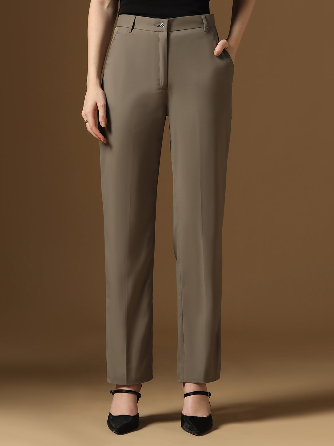 Dusk Grey Straight Fit Trousers - Tahvo India